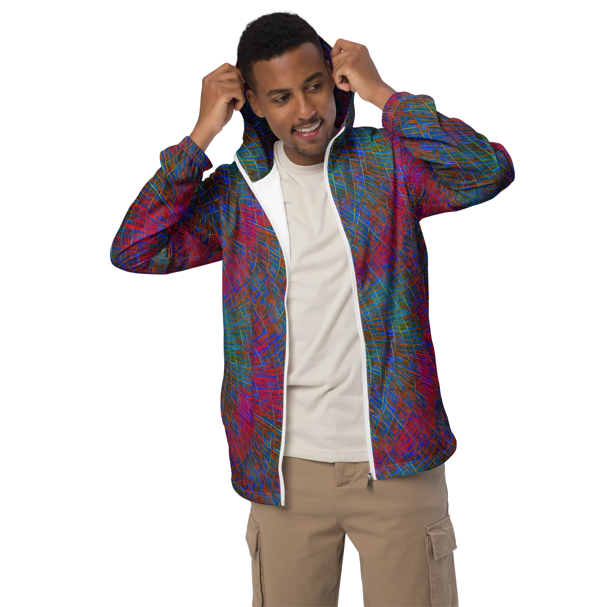 Electric Cartography on Men's Windbreaker — Front