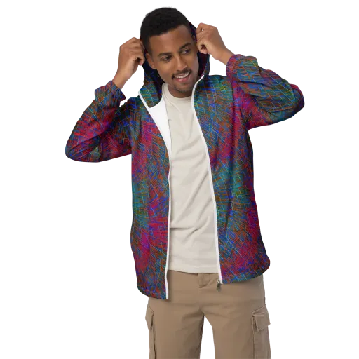 Electric Cartography on a Men's Windbreaker