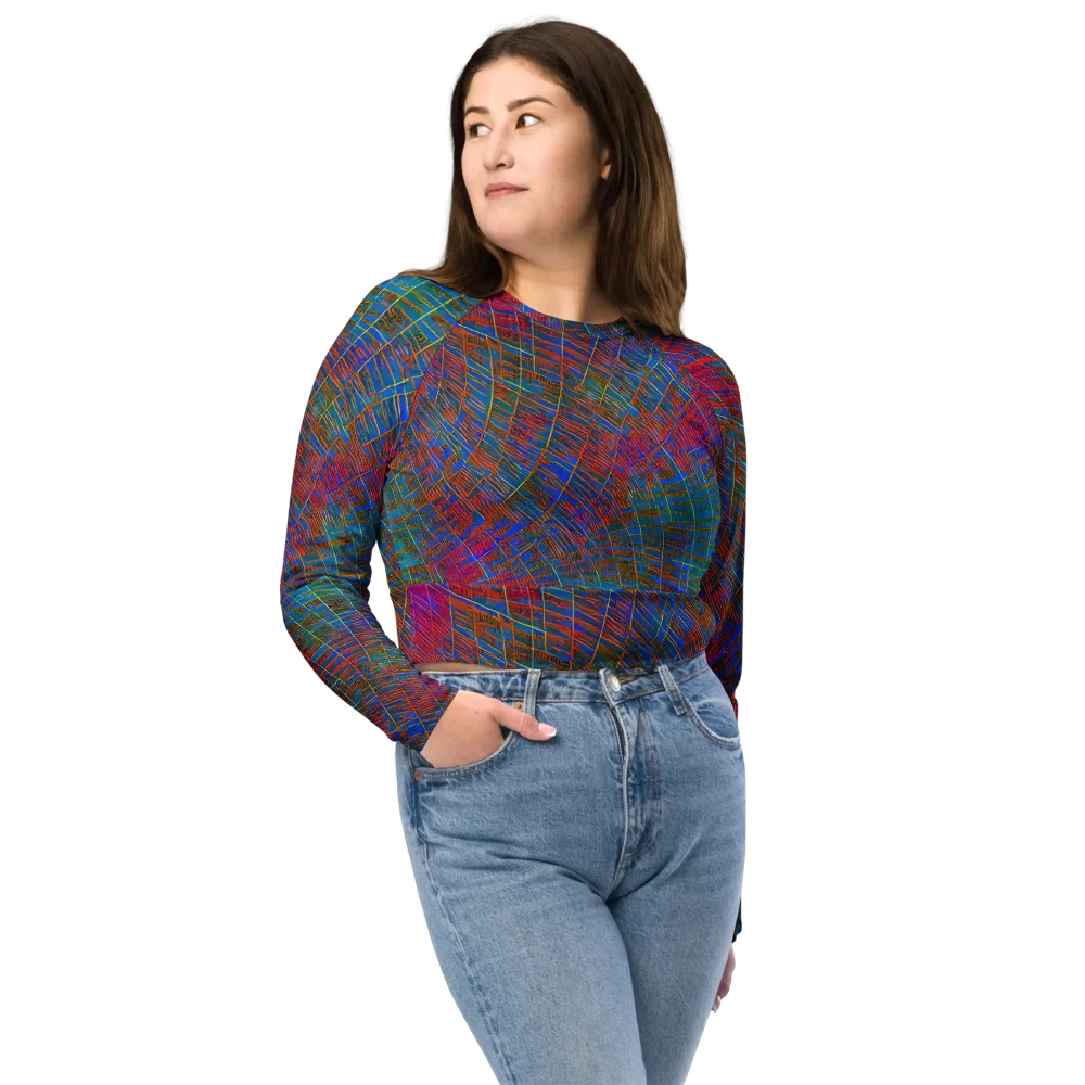 Electric Cartography on Long Sleeve Crop Top — Front