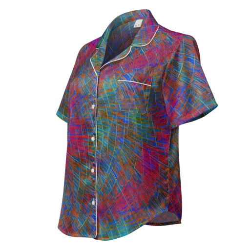 Electric Cartography on a Women's Short Sleeve Pajama Top