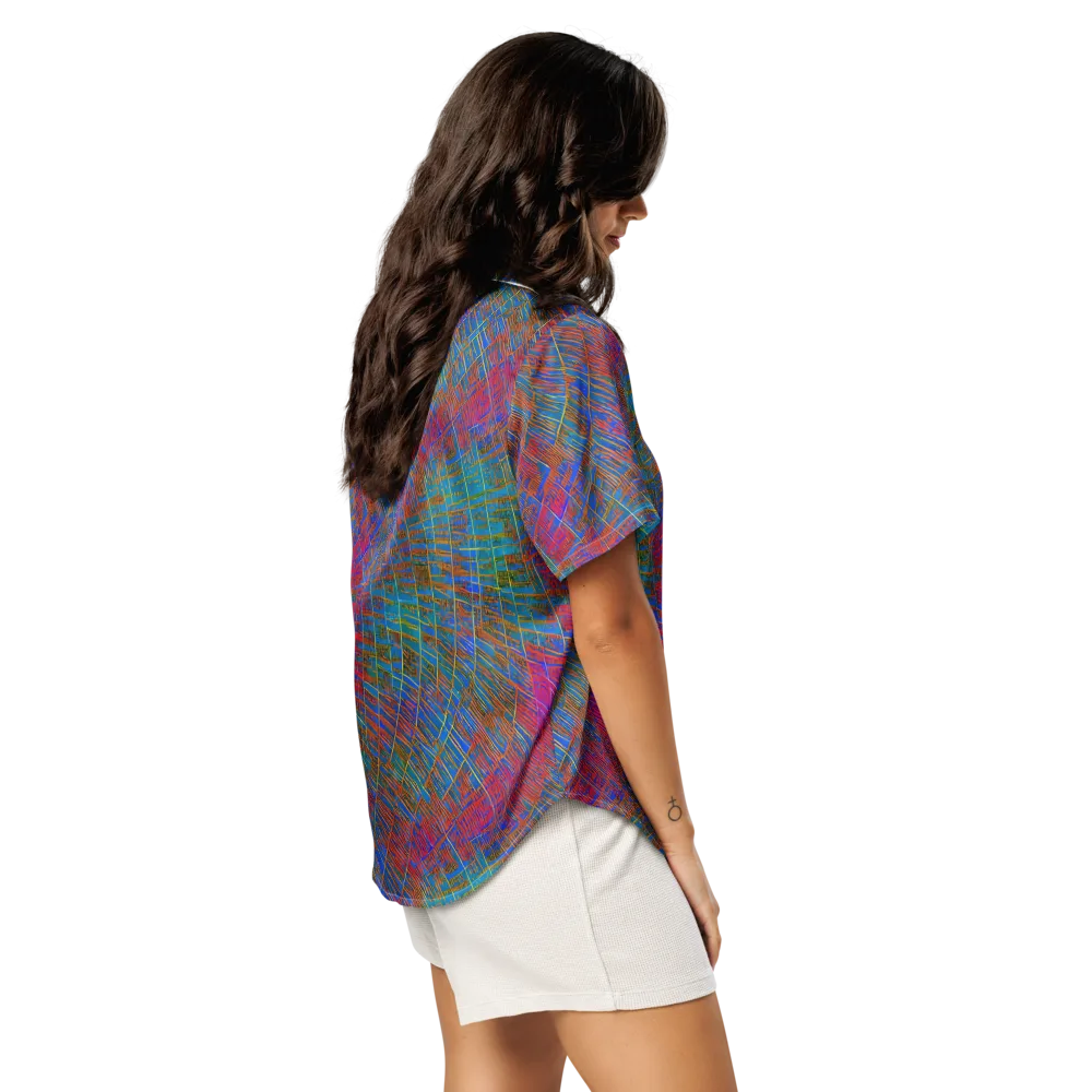 Electric Cartography on Women's Short Sleeve Pajama Top — Right Back