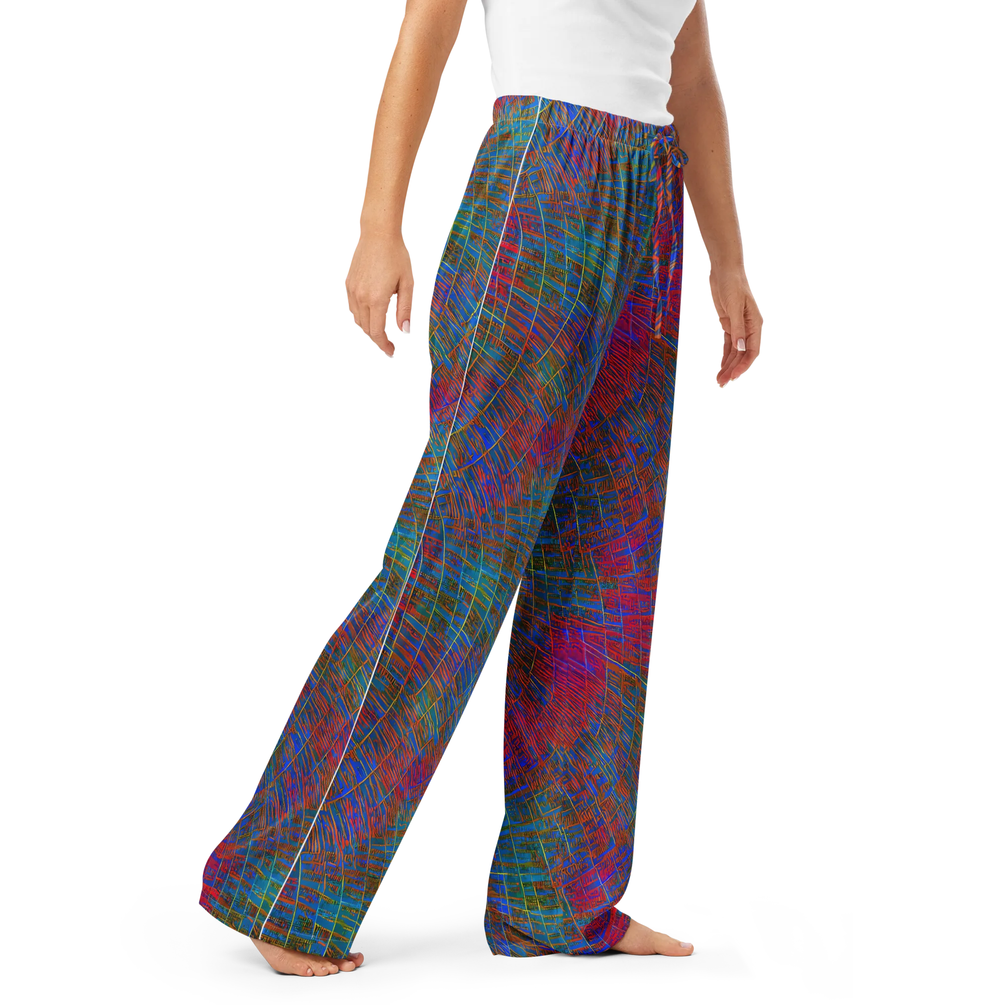 Electric Cartography on Women's Pajama Pants — Right Front