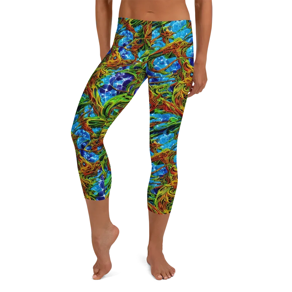 Neon Riverwood on Capri Leggings — Front