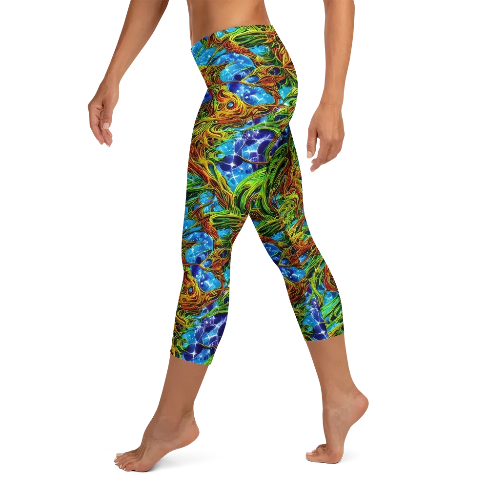 Neon Riverwood on Capri Leggings — Left