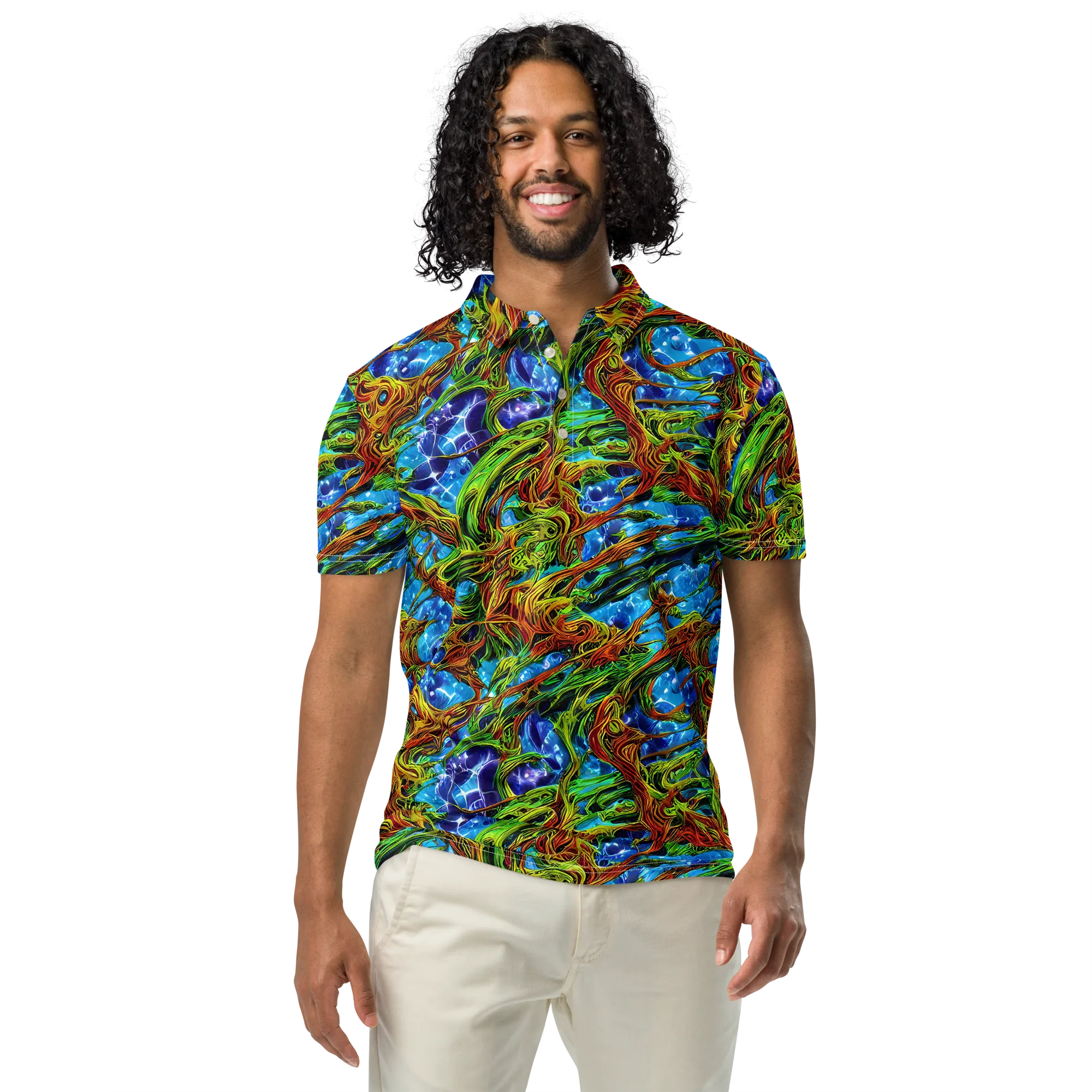 Neon Riverwood on Men's Slim Fit Polo Shirt — Front