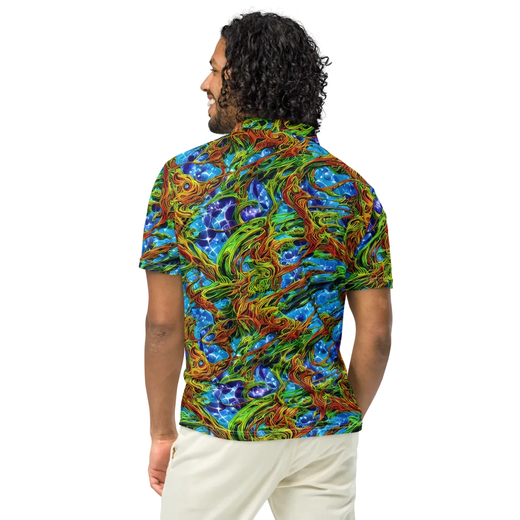 Neon Riverwood on Men's Slim Fit Polo Shirt — Back