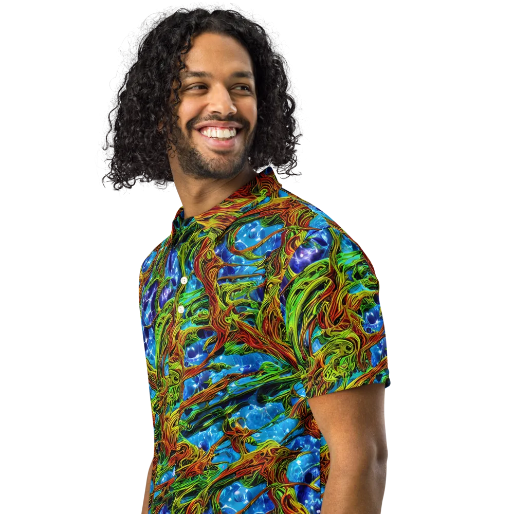 Neon Riverwood on Men's Slim Fit Polo Shirt — Left Front