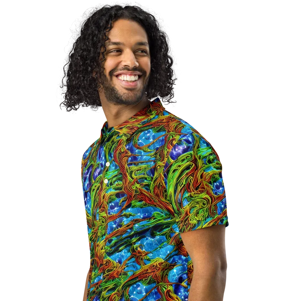 Neon Riverwood on Men's Slim Fit Polo Shirt — Left Front