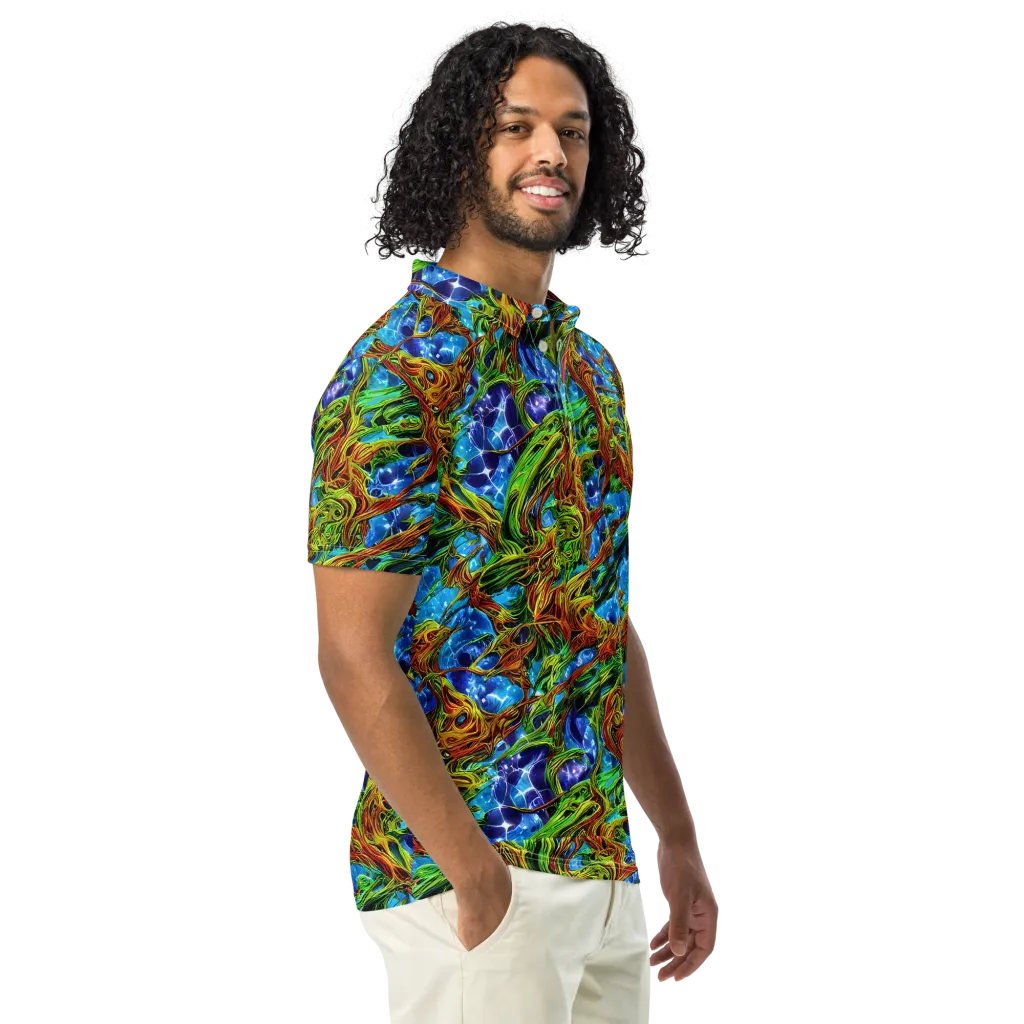 Neon Riverwood on Men's Slim Fit Polo Shirt — Right Front