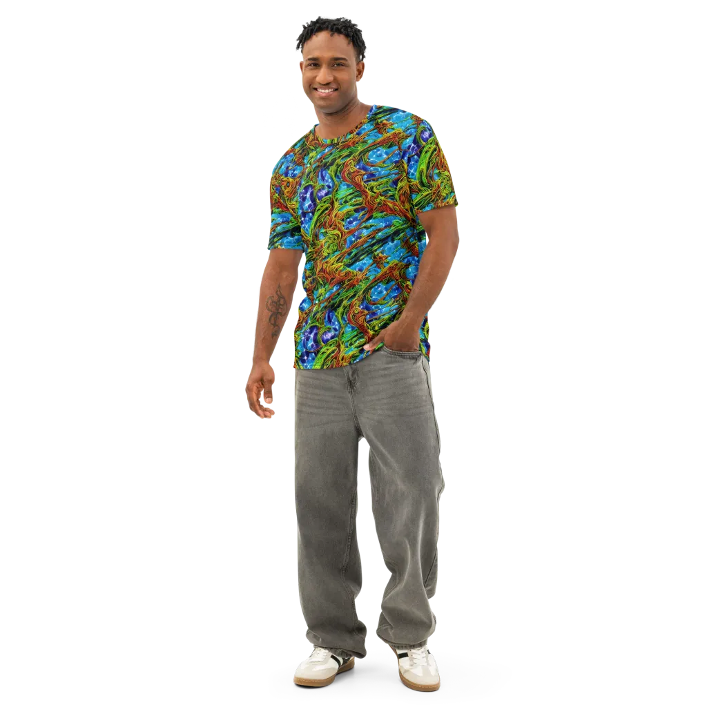Neon Riverwood on Men's Cotton Crew Neck T-Shirt — Front