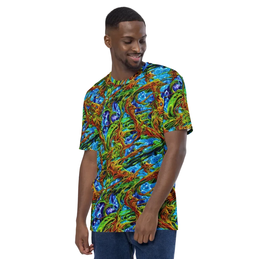 Neon Riverwood on Men's Crew Neck T-Shirt — Left