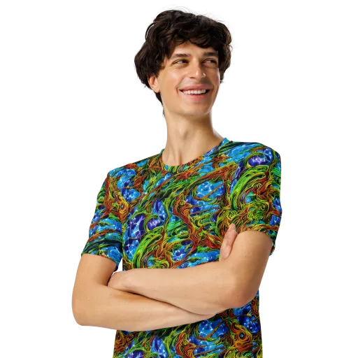 Neon Riverwood on a Men's Crew Neck T-Shirt
