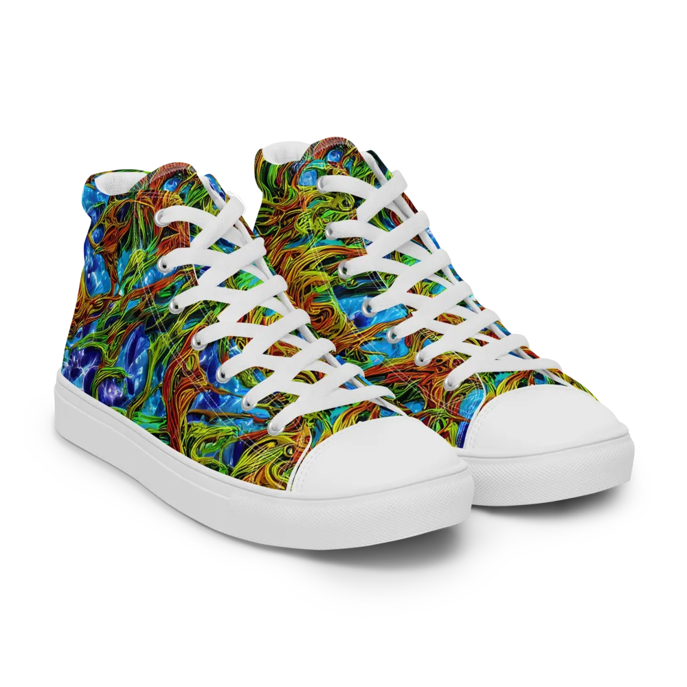 Neon Riverwood on Men's High Top Canvas Shoes — Right Front