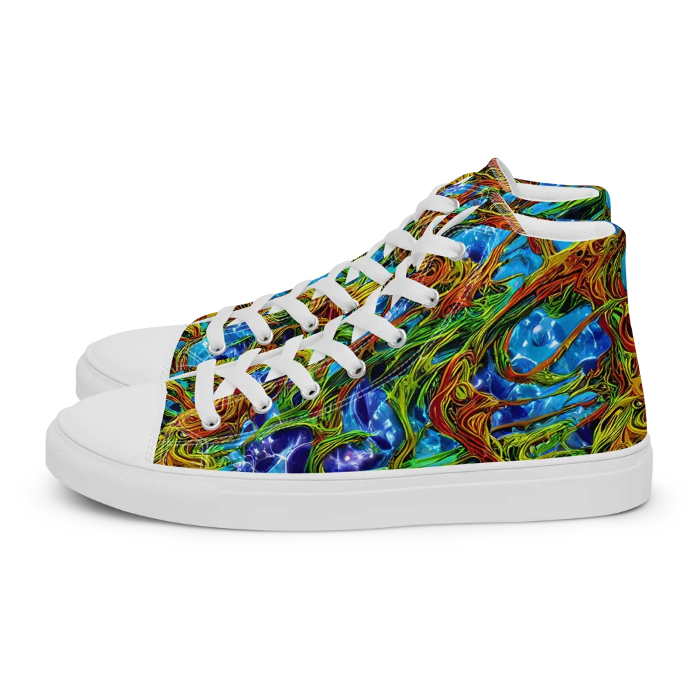 Neon Riverwood on Men's High Top Canvas Shoes — Left
