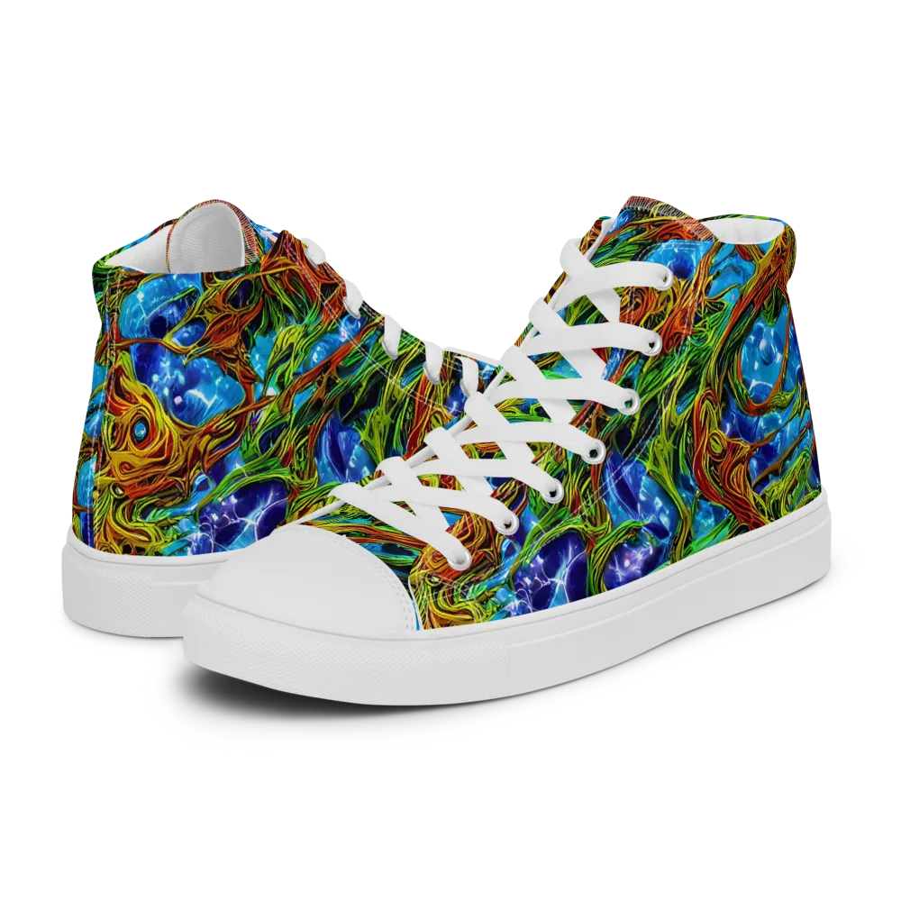 Neon Riverwood on Men's High Top Canvas Shoes — Left