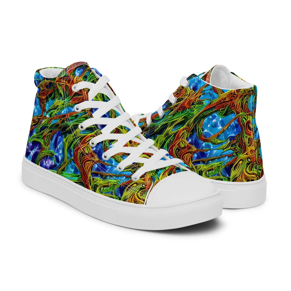 Neon Riverwood on Men's High Top Canvas Shoes — Right