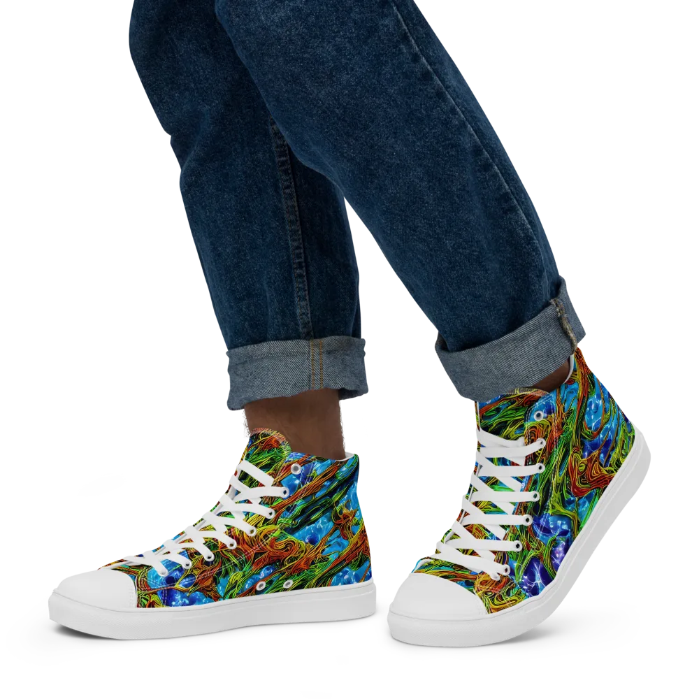 Neon Riverwood on Men's High Top Canvas Shoes — Left