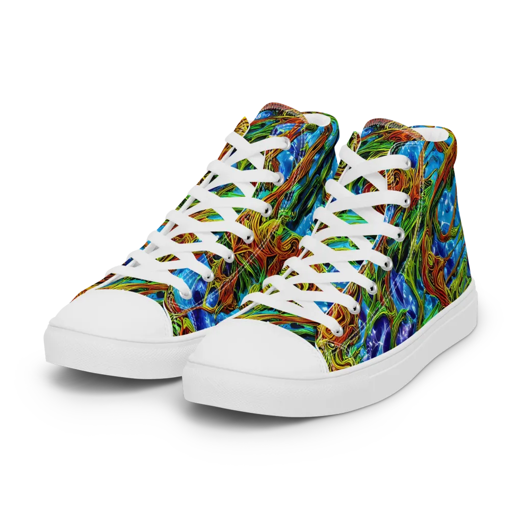 Neon Riverwood on Women's High Top Canvas Shoes — Left Front