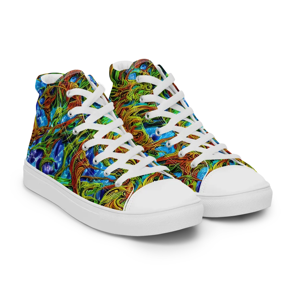 Neon Riverwood on Women's High Top Canvas Shoes — Right Front