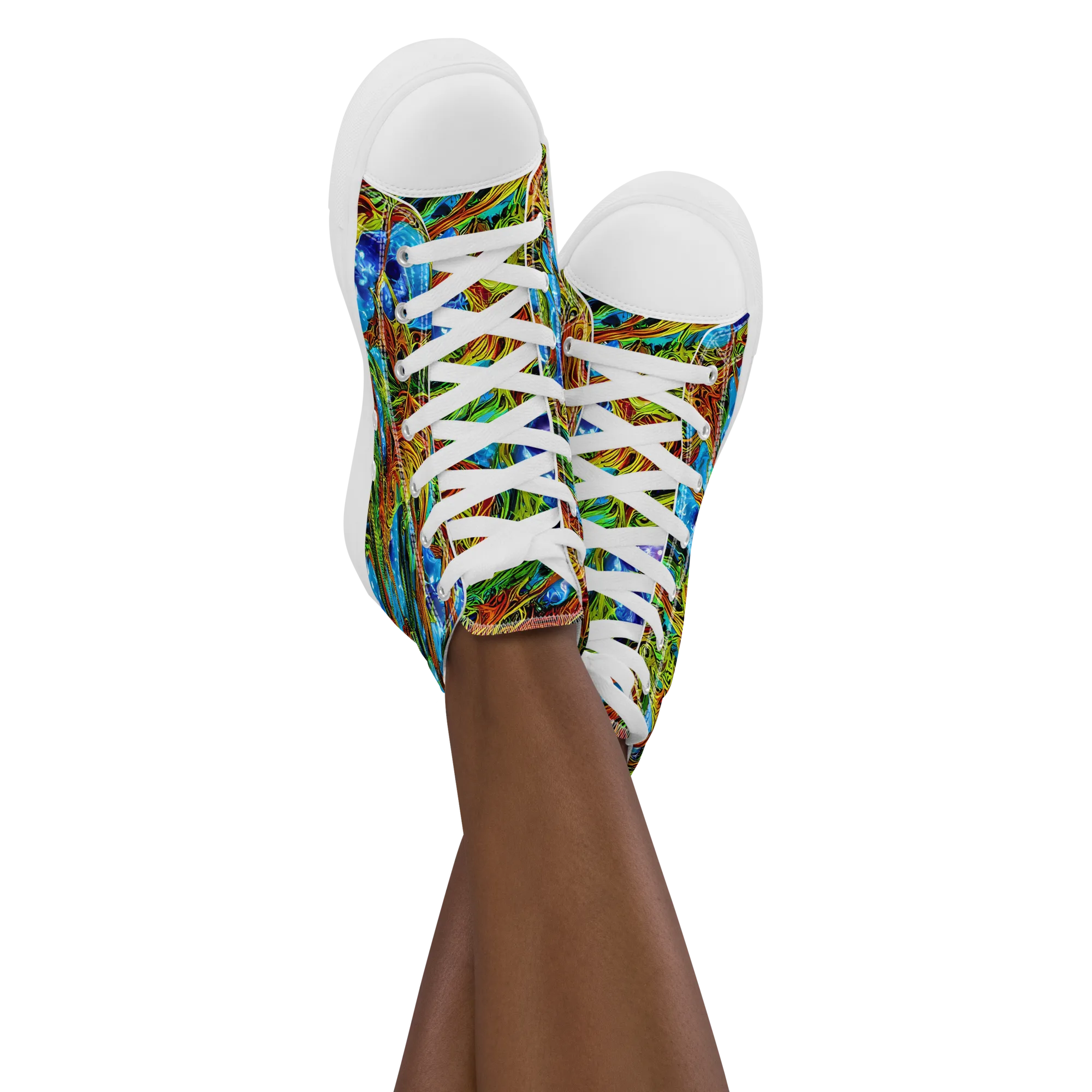 Neon Riverwood on Women's High Top Canvas Shoes — Front