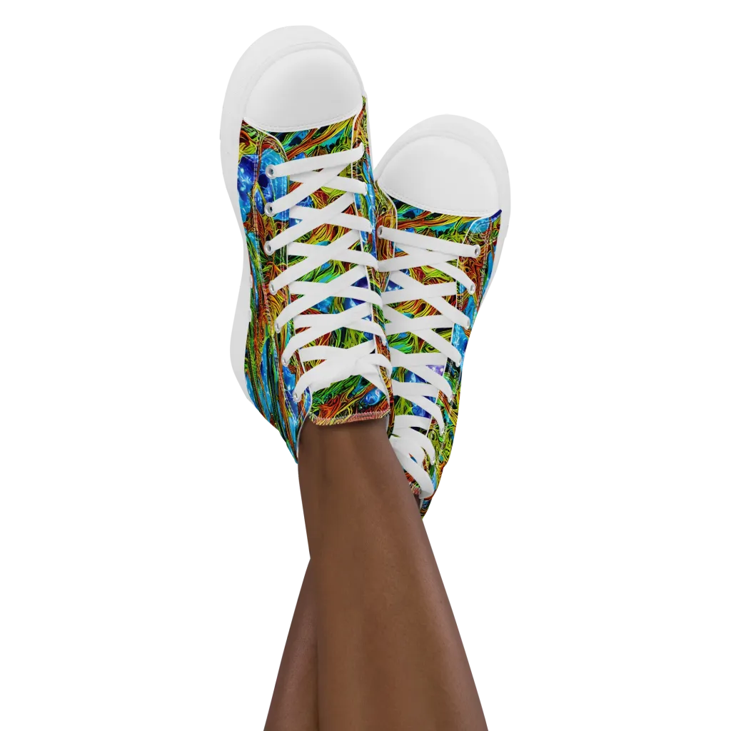 Neon Riverwood on Women's High Top Canvas Shoes — Front