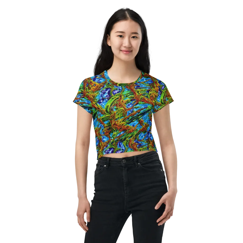 Neon Riverwood on Crop Tee — Front