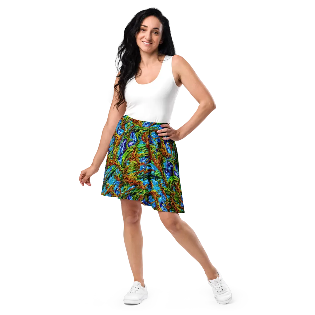 Neon Riverwood on Skater Skirt — Front