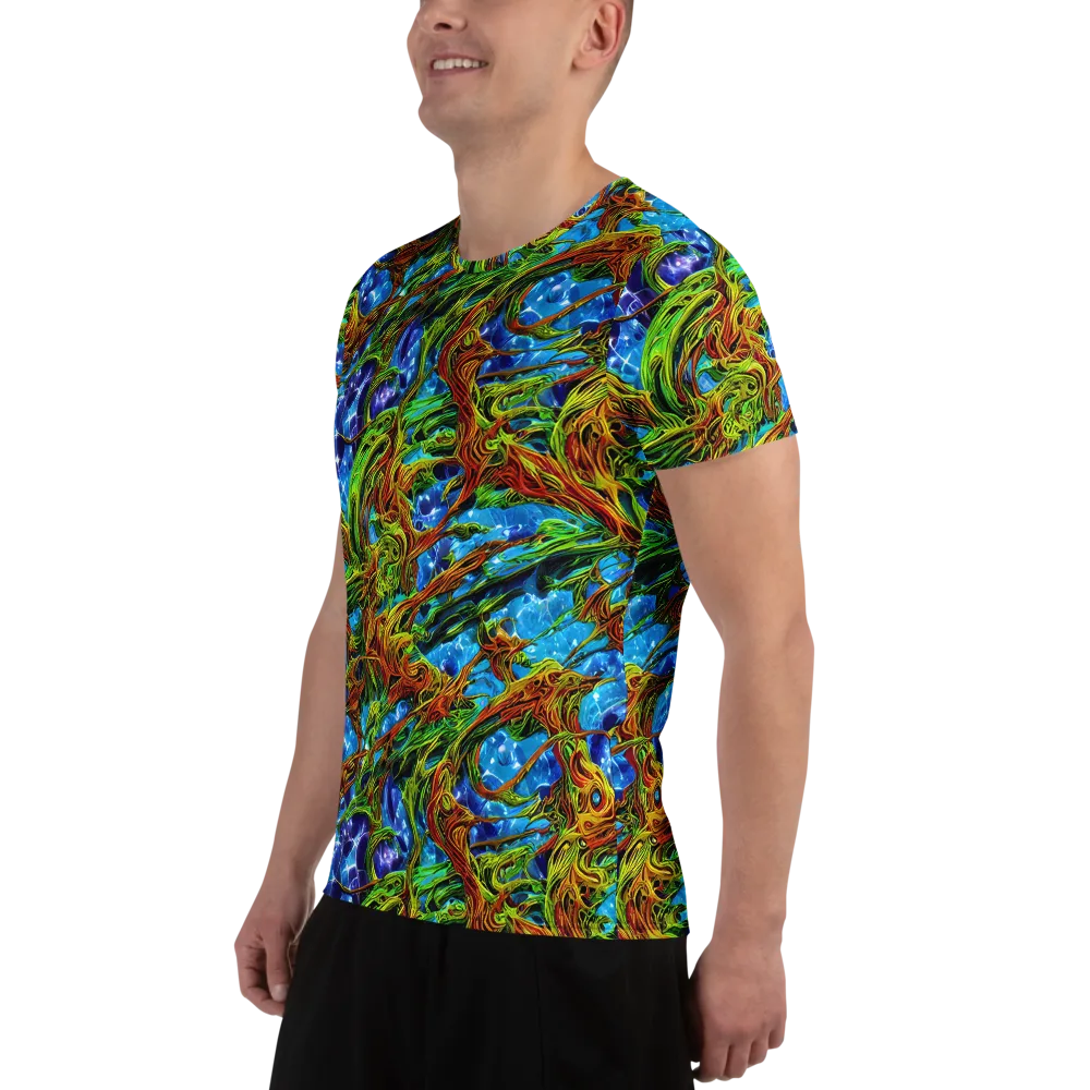 Neon Riverwood on Men's Athletic T-Shirt — Left