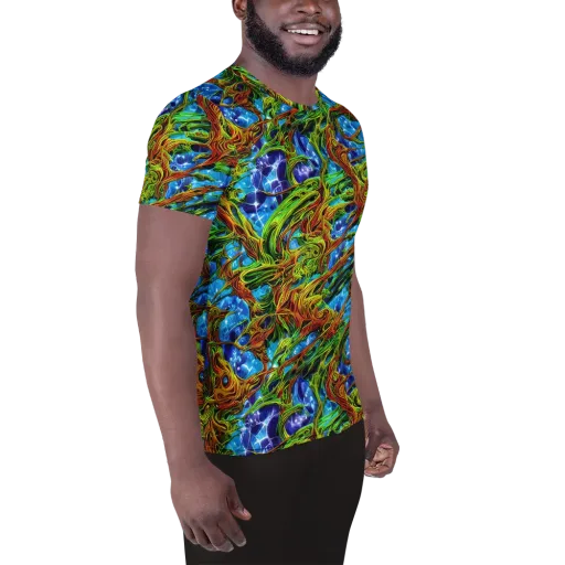 Neon Riverwood on a Men's Athletic T-Shirt