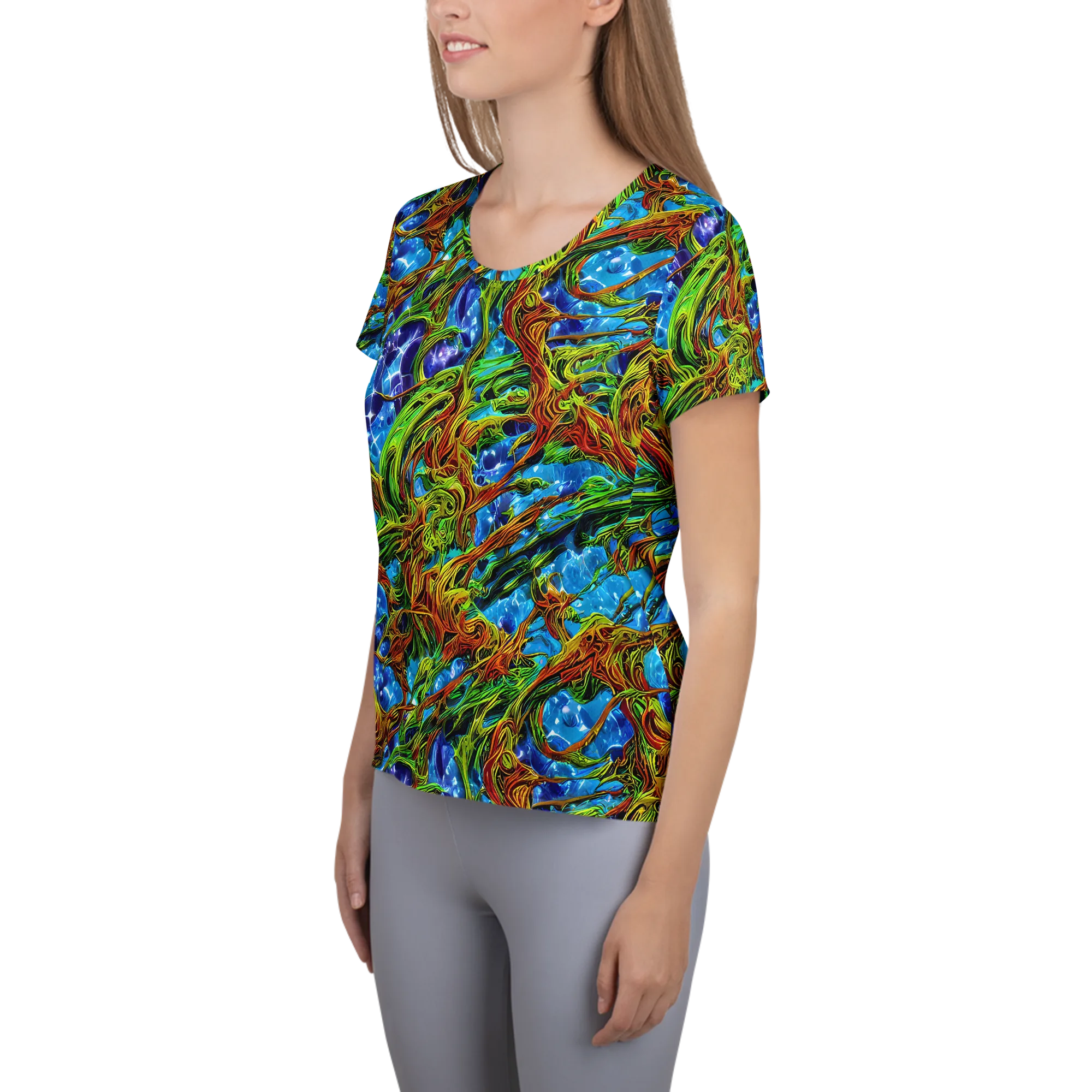 Neon Riverwood on Women's Athletic T-Shirt — Left