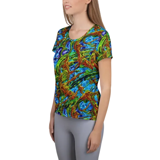 Neon Riverwood on a Women's Athletic T-Shirt