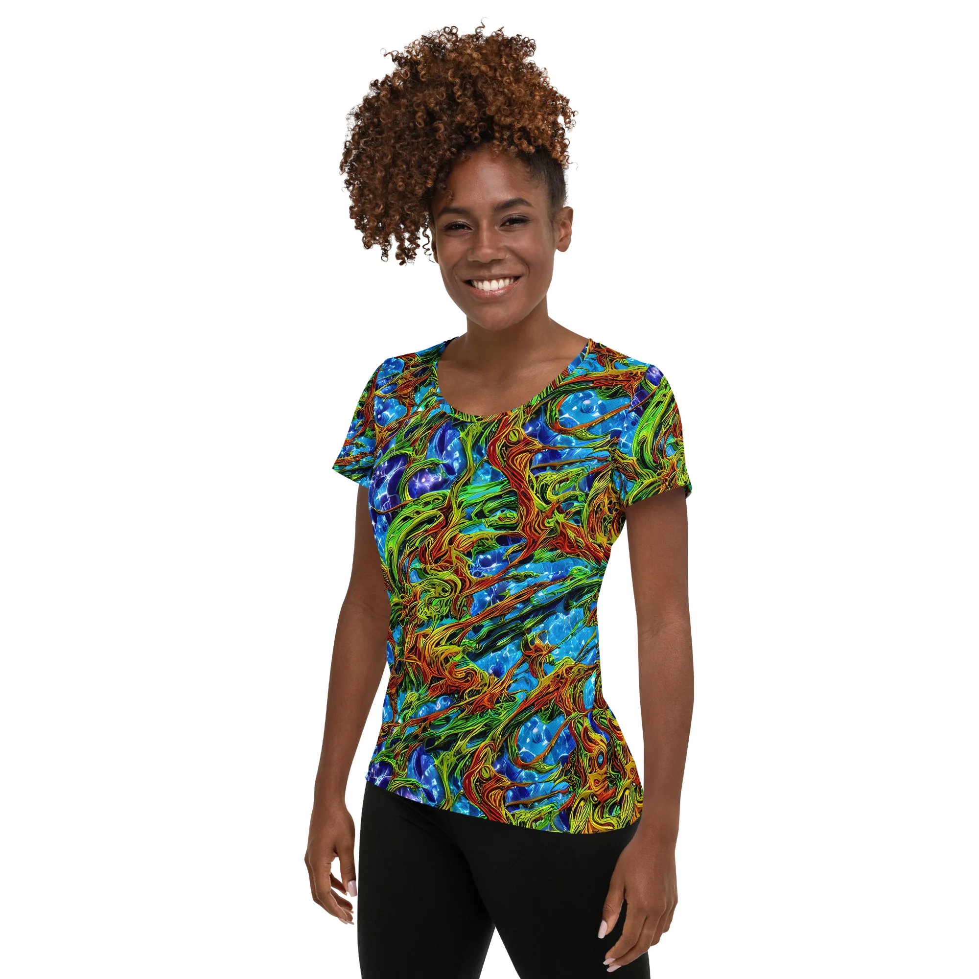 Neon Riverwood on Women's Athletic T-Shirt — Left