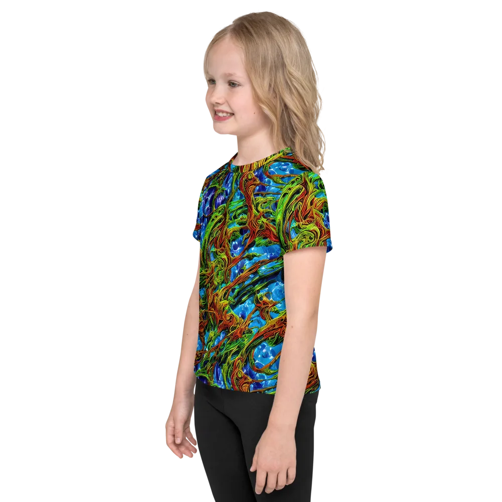 Neon Riverwood on Kids Crew Neck T-Shirt — Left