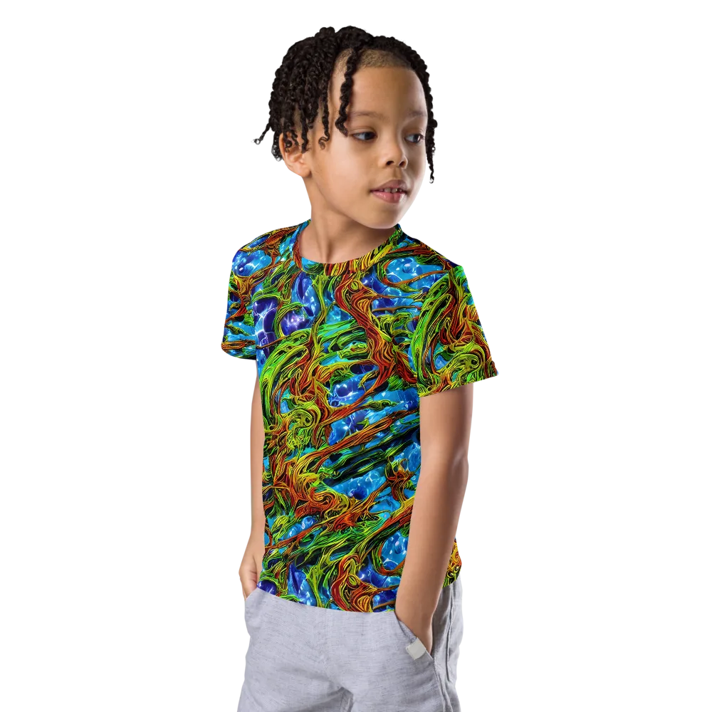 Neon Riverwood on Kids Crew Neck T-Shirt — Left Front