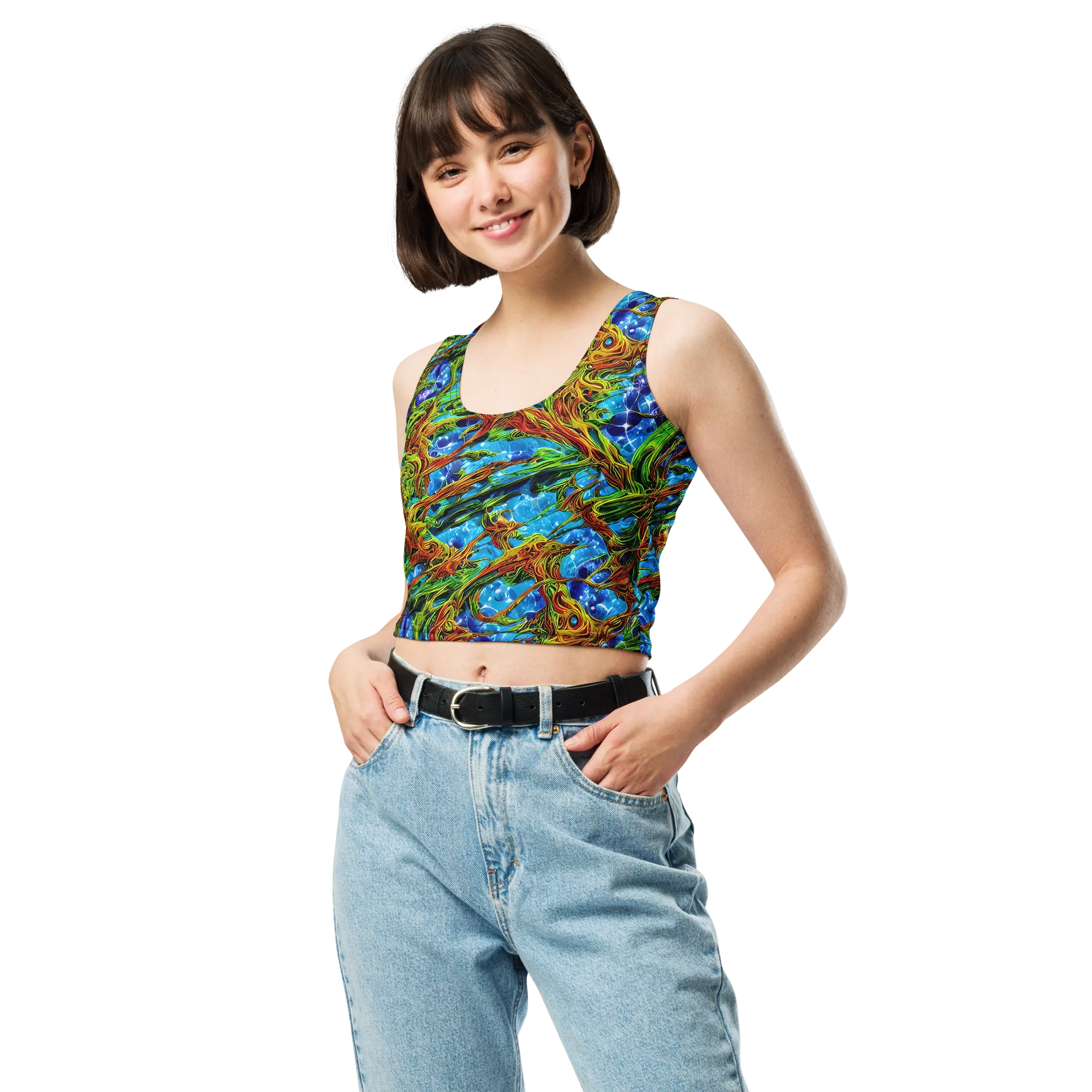 Neon Riverwood on Crop Top — Front