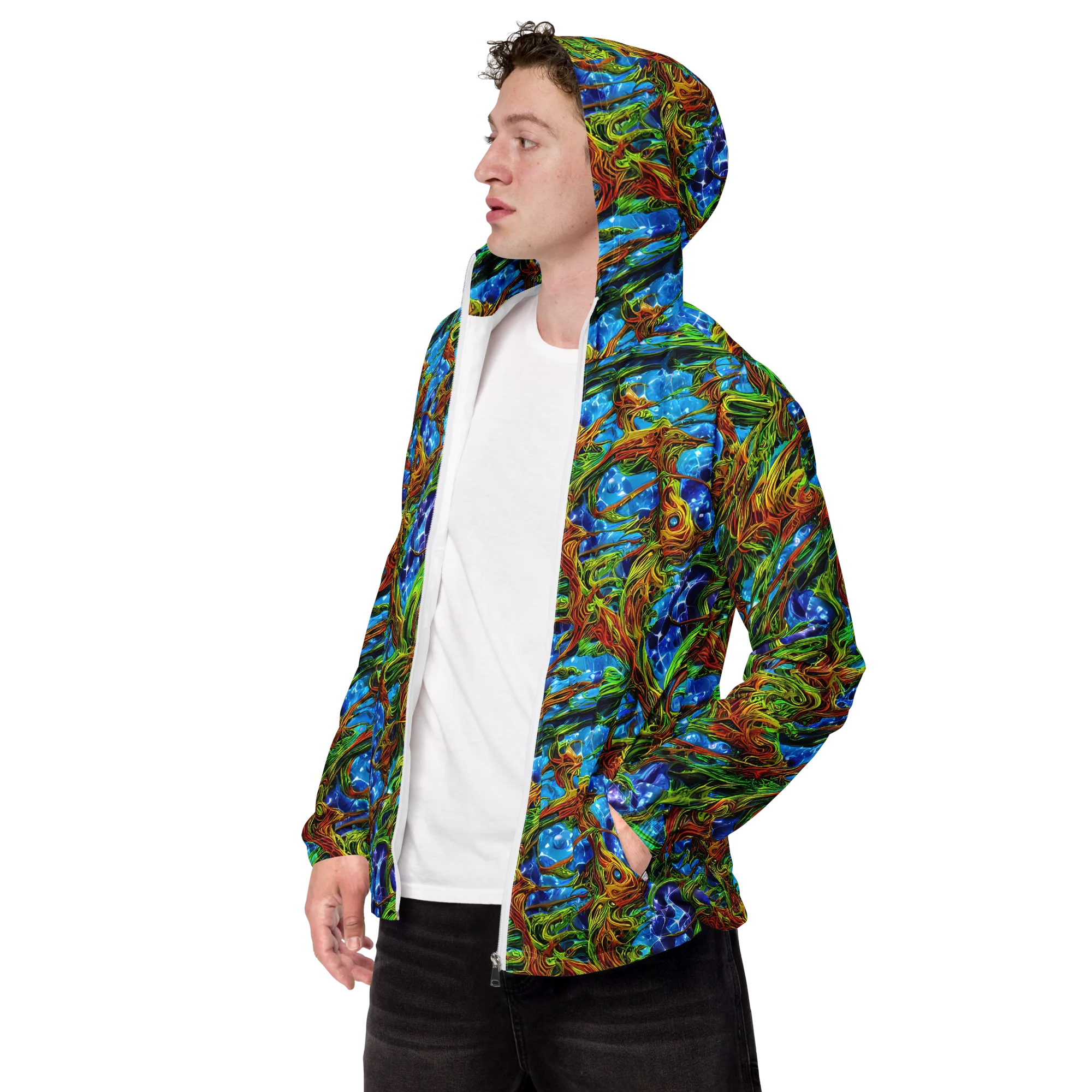 Neon Riverwood on Men's Windbreaker — Left Front