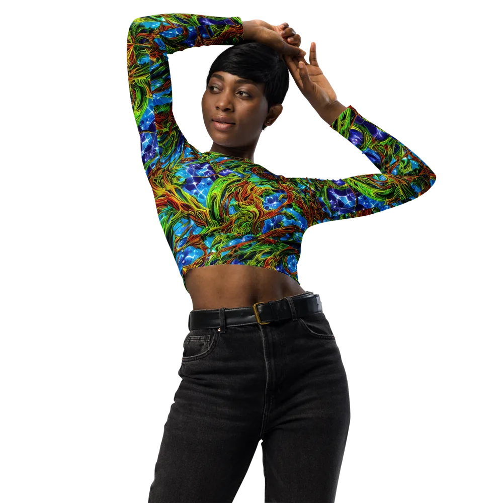 Neon Riverwood on Long Sleeve Crop Top — Front