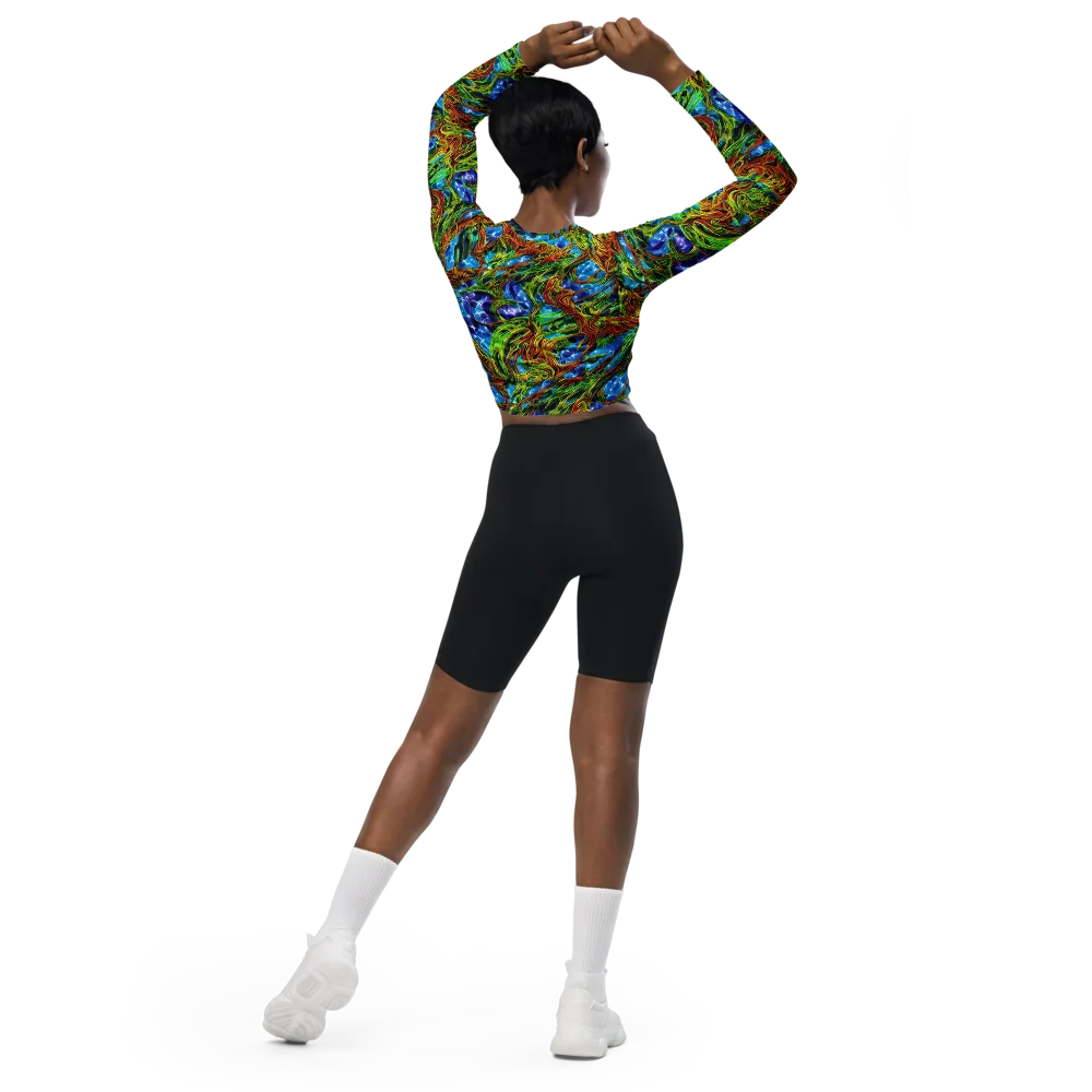 Neon Riverwood on Long Sleeve Crop Top — Back