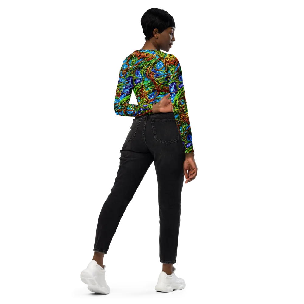 Neon Riverwood on Long Sleeve Crop Top — Right Back