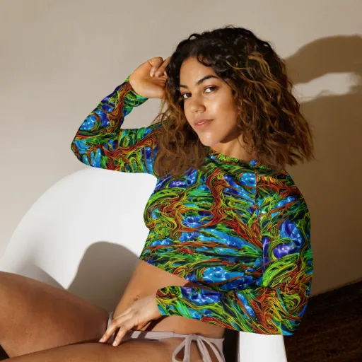 Neon Riverwood on a Long Sleeve Crop Top