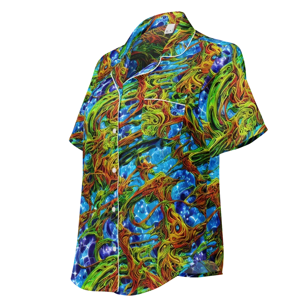 Neon Riverwood on Women's Short Sleeve Pajama Top — Left Front