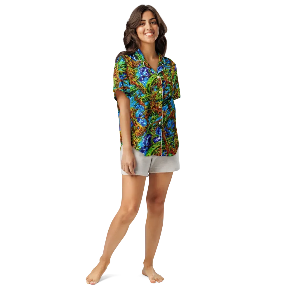 Neon Riverwood on Women's Short Sleeve Pajama Top — Front