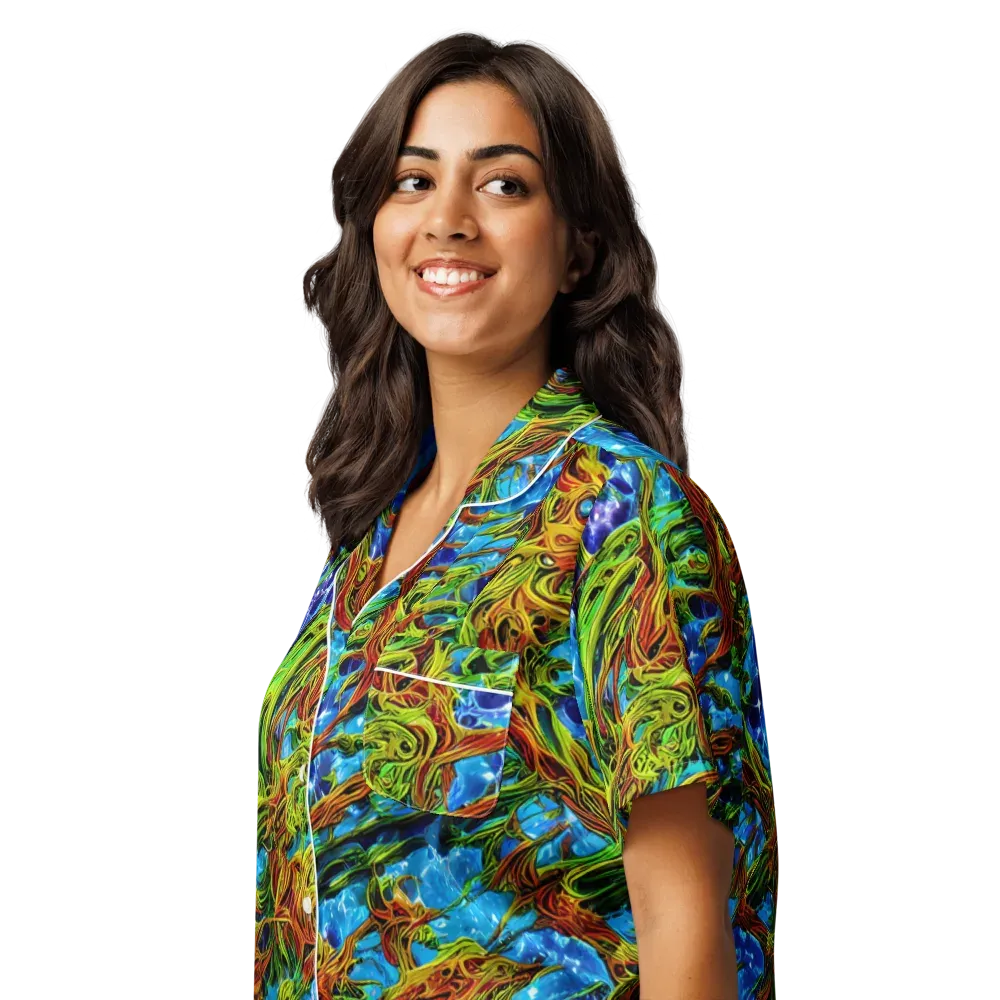 Neon Riverwood on Women's Short Sleeve Pajama Top — Left Front