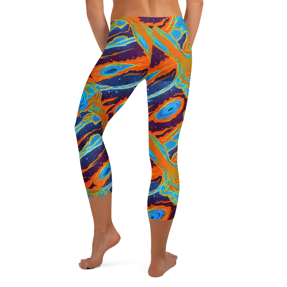 Blue Inferno on Capri Leggings — Back
