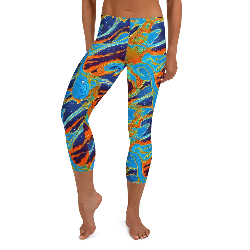 Blue Inferno on Capri Leggings — Front