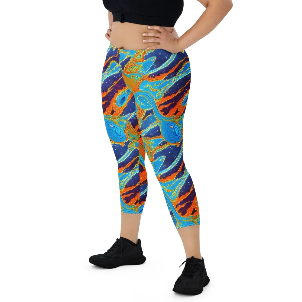 Blue Inferno on Capri Leggings — Front