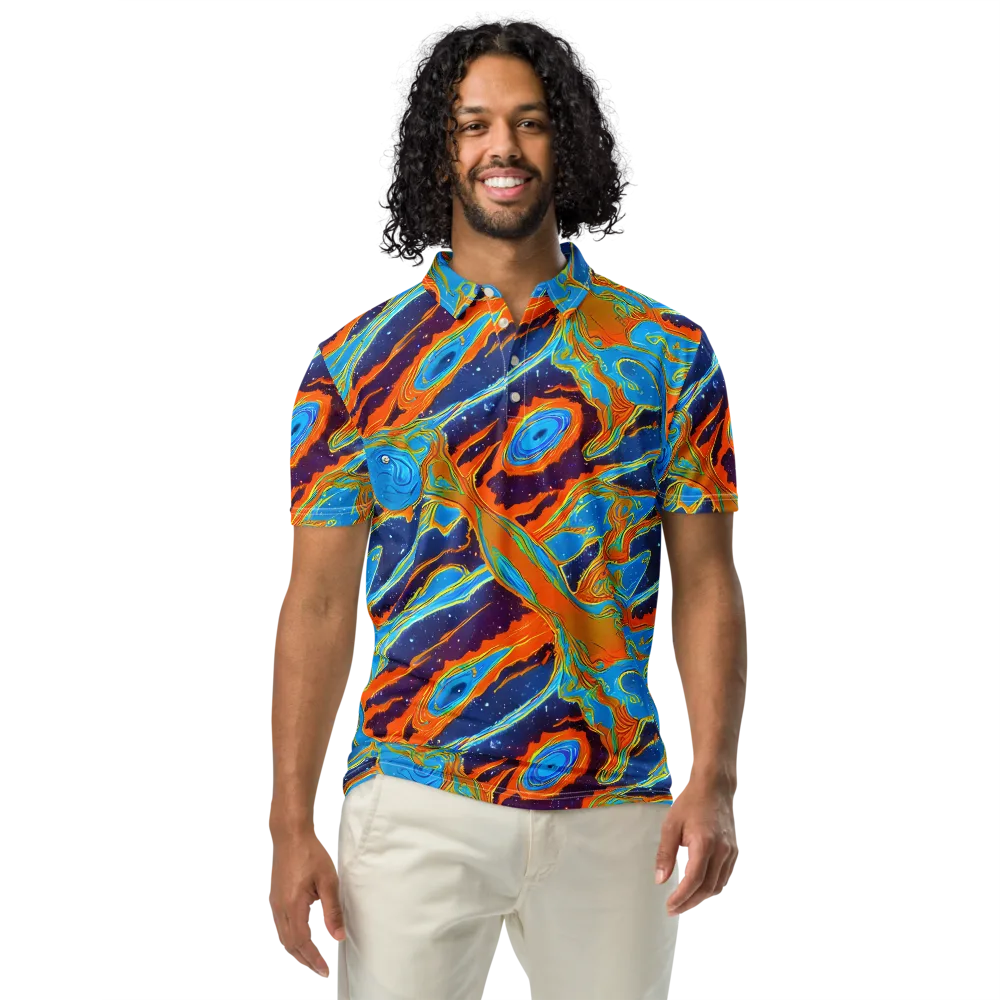 Blue Inferno on Men's Slim Fit Polo Shirt — Front
