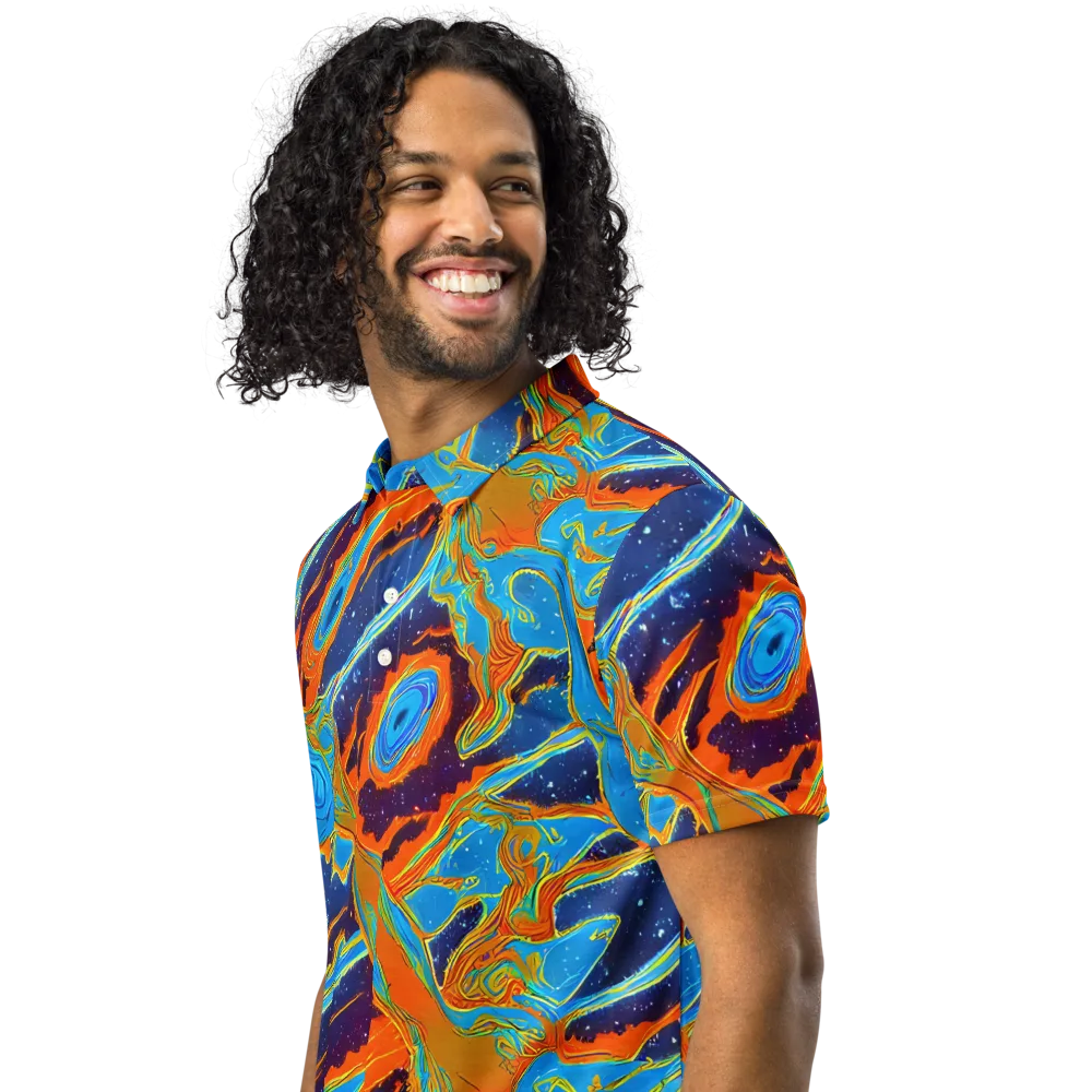 Blue Inferno on Men's Slim Fit Polo Shirt — Left Front