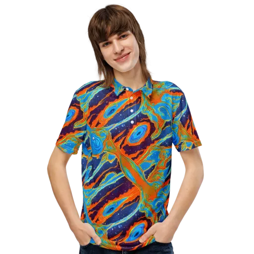 Blue Inferno on a Men's Slim Fit Polo Shirt