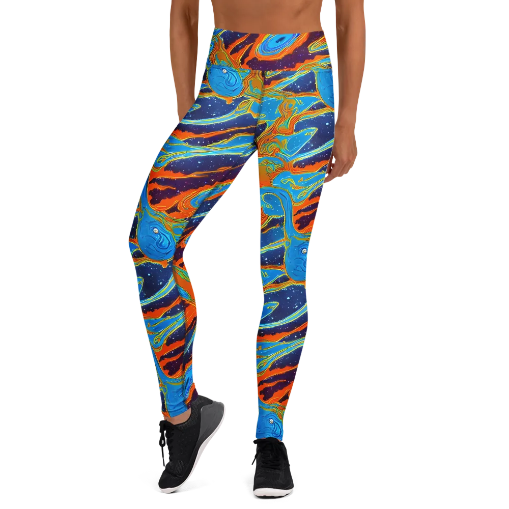 Blue Inferno on Yoga Leggings — Front